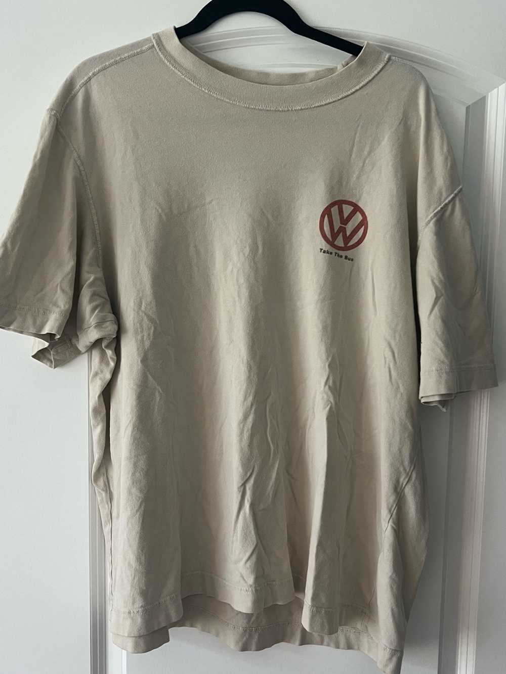 Abercrombie & Fitch Beige Short-Sleeve Tee with Rust Logo